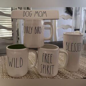 Rae Dunn Mug Collection - White with Black Text